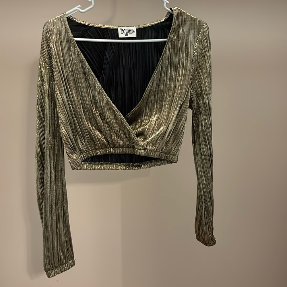 NWOT Show Me Your Mumu crop top gold shimmer